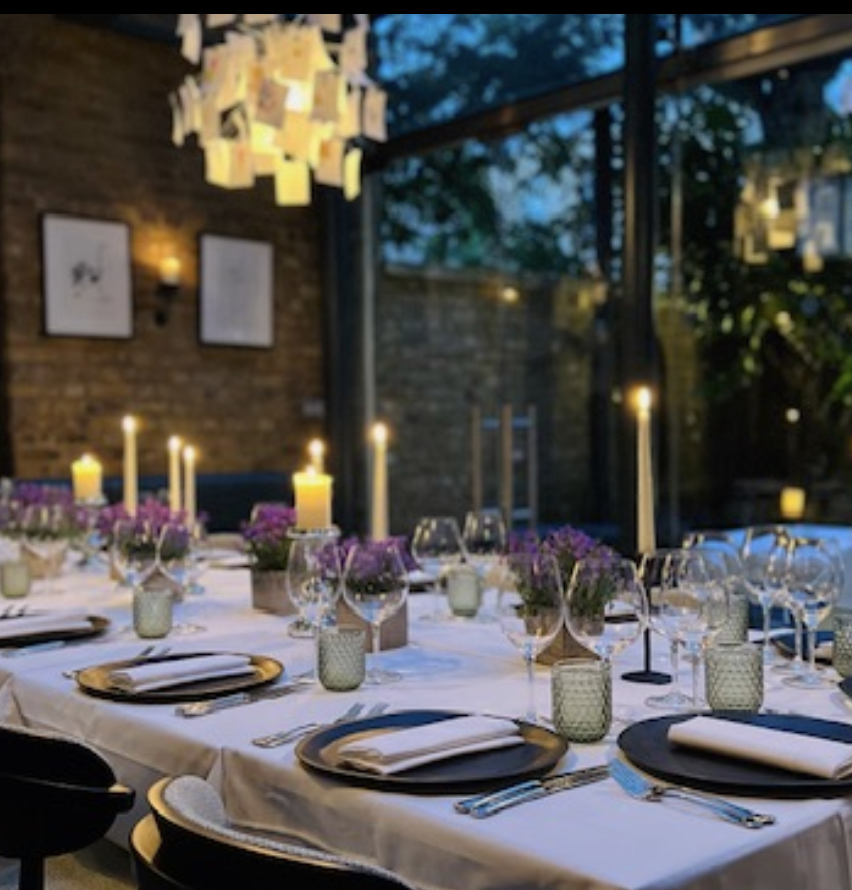 Modern event spaces in covent garden with boardroom table and presentation screen