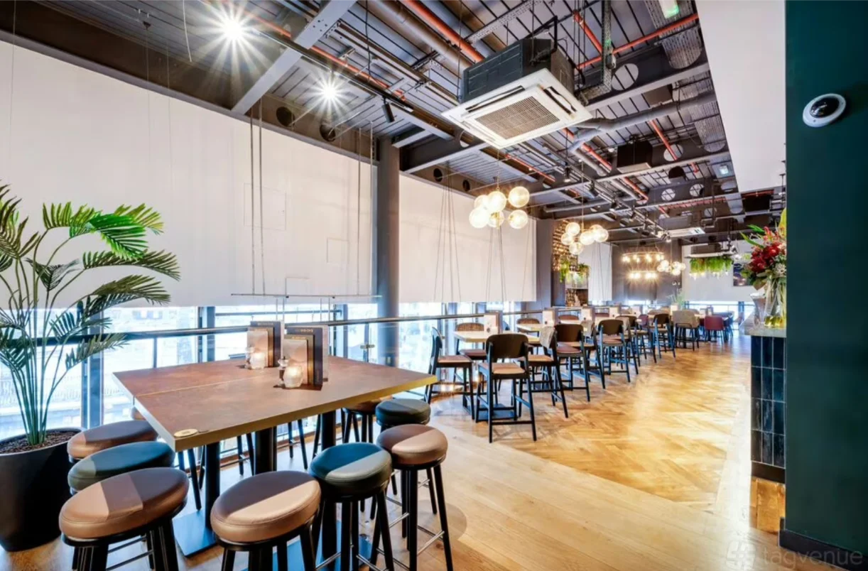 Modern affordable venues london with boardroom table and presentation screen