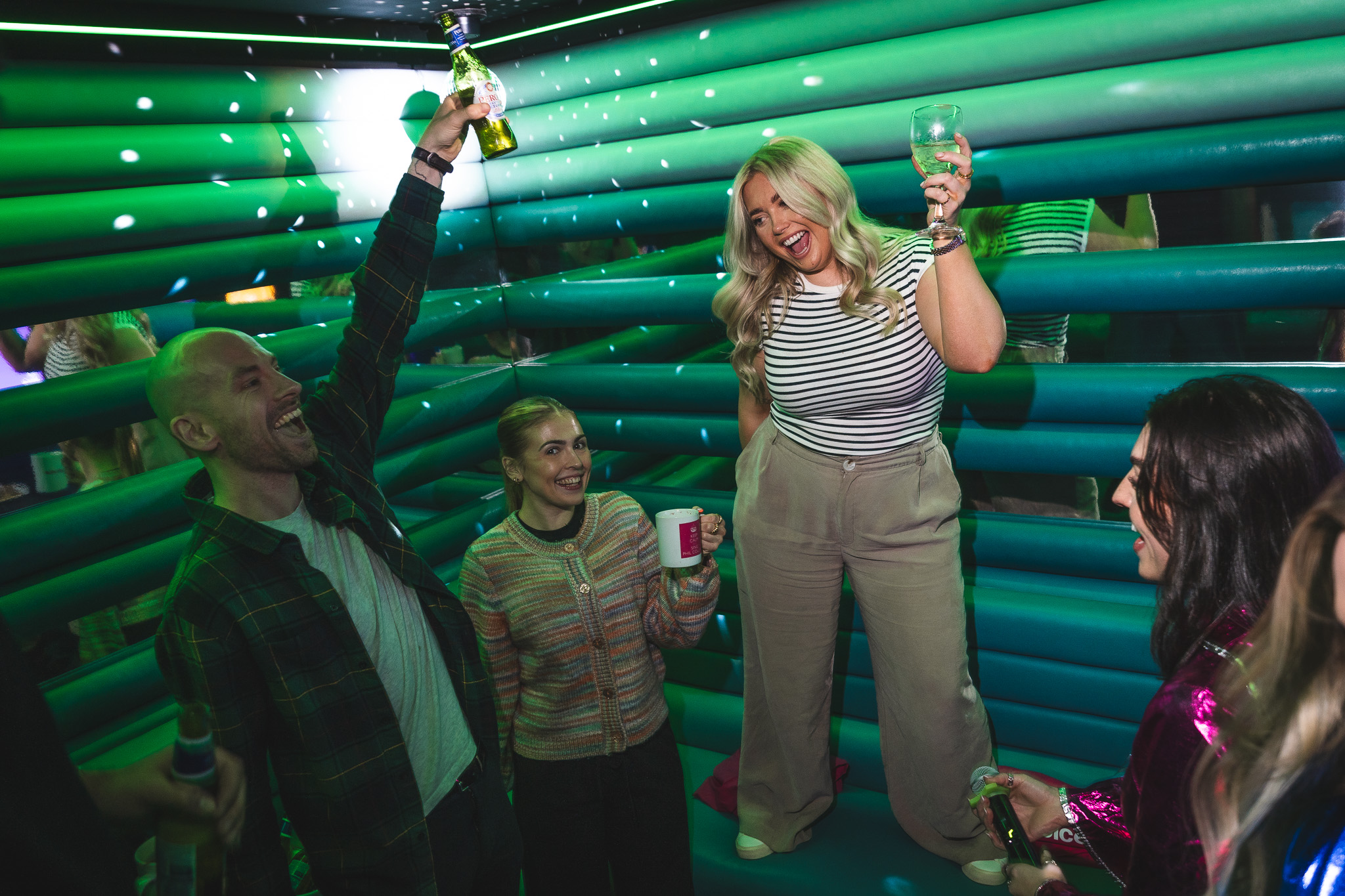 Modern graduation party venues london with boardroom table and presentation screen