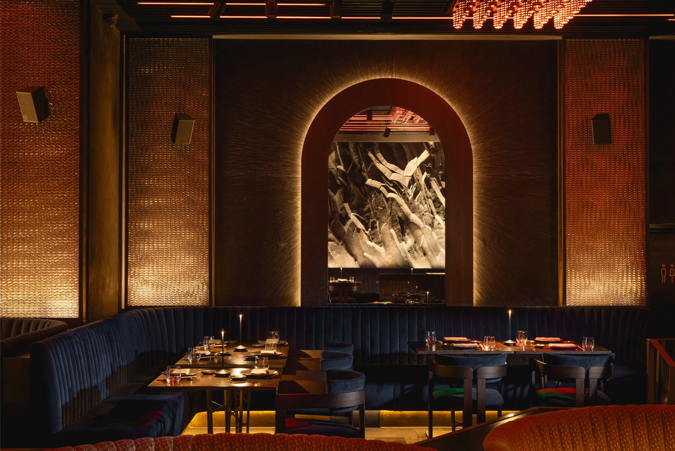 Modern winter party venues london with boardroom table and presentation screen